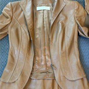 Valentino Tan Leather Blazer